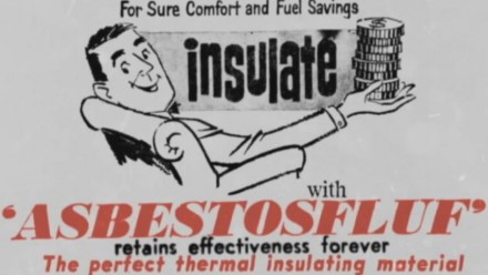 Vintage 'ASBESTOSFLUF' advertisement