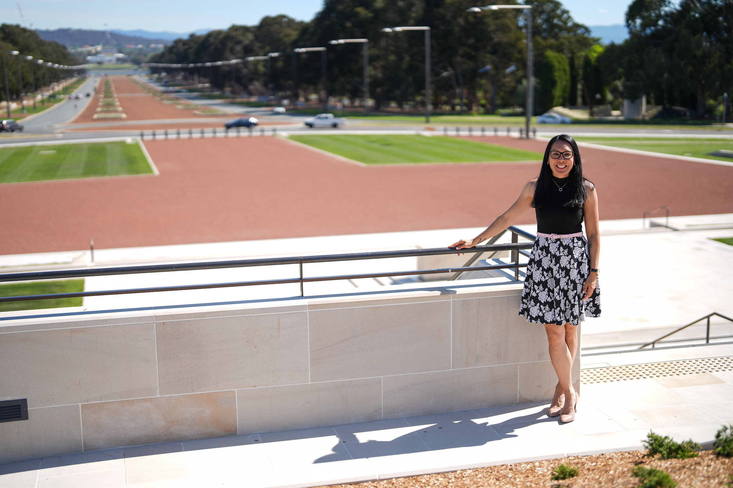 PhD candidate Maureen Montalban says we need to reimagine military service and identity to be more inclusive of motherhood. Photo: Tracey Nearmy PhD student Col Maureen Montalban outside the Australian War Memorial. Photo: Tracey Nearmy