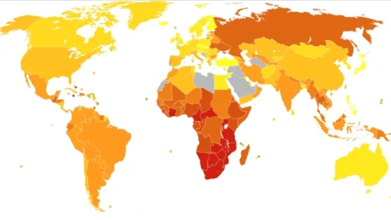 A color-coded world map depicting varying data categories across different countries.