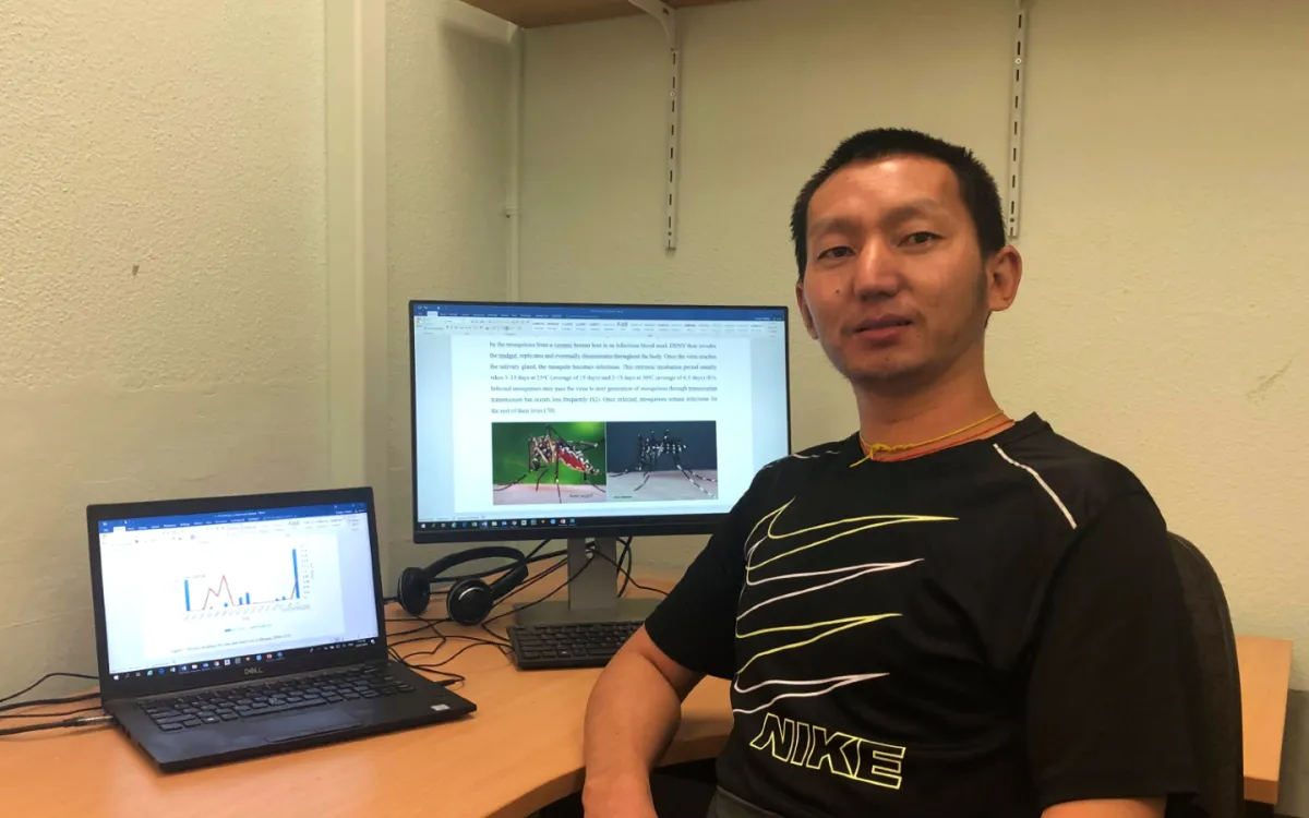 PhD student Tsheten Tsheten analysing data