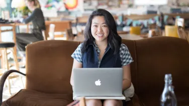 Student using computer to access Uni Virtual clinic